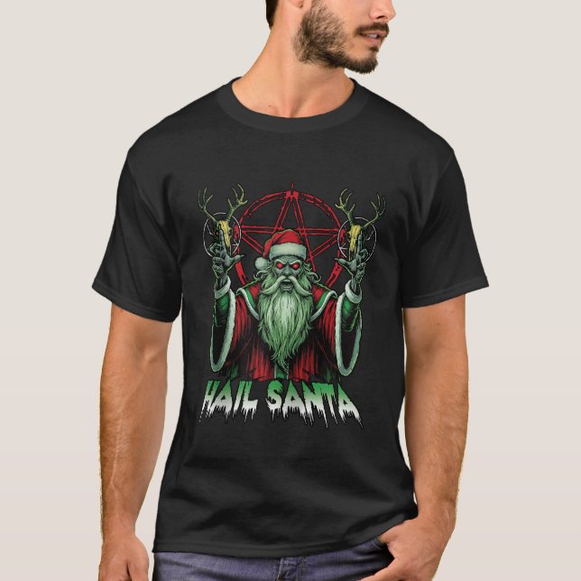Hail Santa Pagan Happy Solstice Anti Christmas Kra T-Shirt (Front)