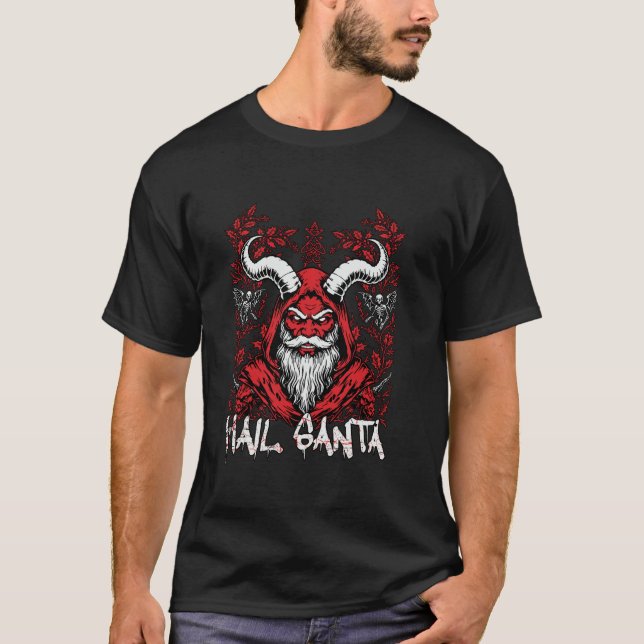 Hail Santa Pagan Happy Solstice Gothic Christmas S T-Shirt (Front)