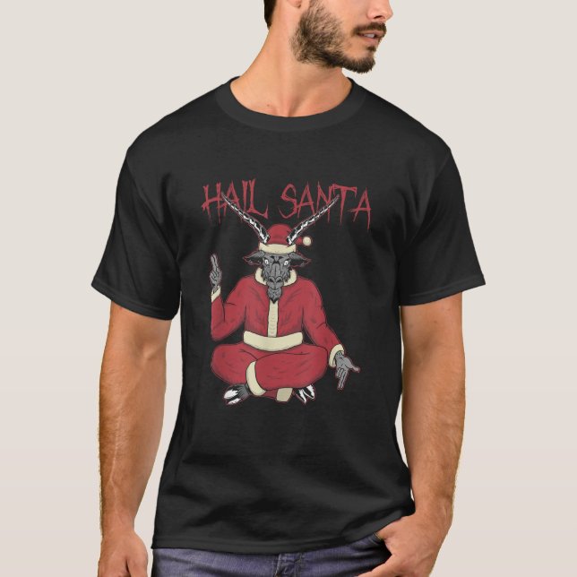 Hail Santa Ugly Christmas Sweater Rock Metal Satan (Front)
