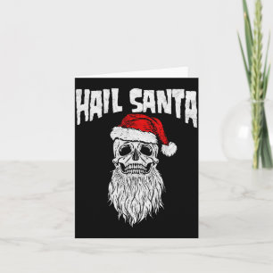 Hail Santa! Vintage Skull & Santa Hat Retro Fu Card