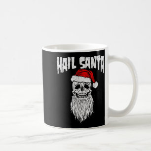 Hail Santa! Vintage Skull &amp; Santa Hat Retro Fu Coffee Mug