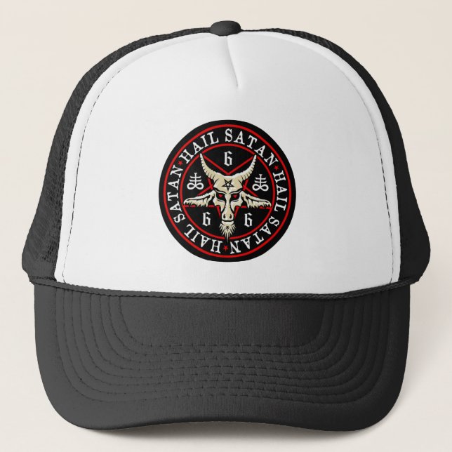 Hail Satan - 666 Cross Cap - Antichrist Truckercap (Front)