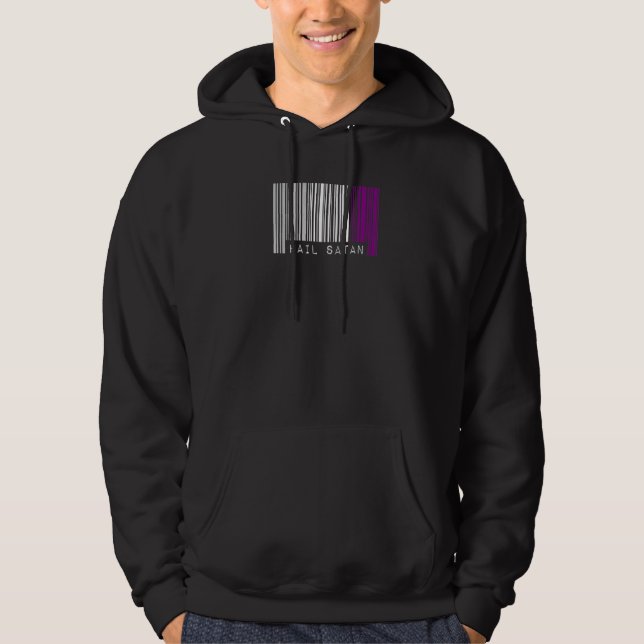 Hail Satan Asexual Pride Flag Barcode Satanist Equ Hoodie (Front)
