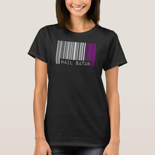 Hail Satan Asexual Pride Flag Barcode Satanist Equ T-Shirt (Front)
