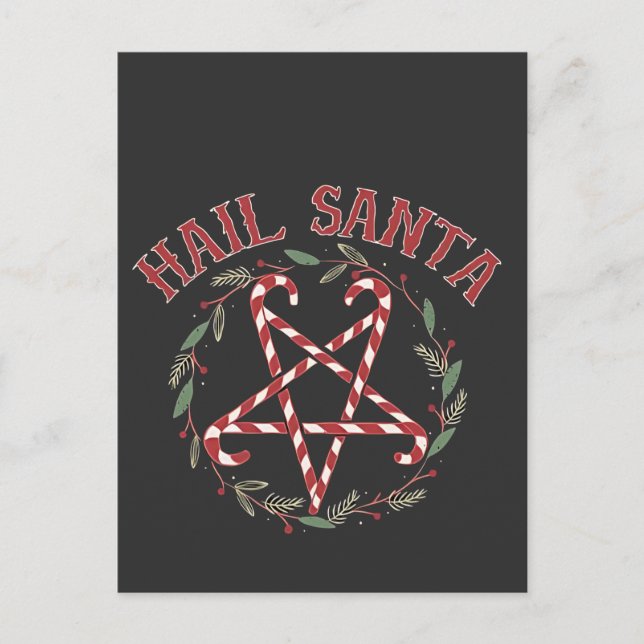 Hail Satan Christmas Krampus Xmas Devil Candy  Announcement Postcard (Front)
