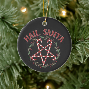 Hail Satan Christmas Krampus Xmas Devil Candy  Ceramic Tree Decoration