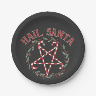 Hail Satan Christmas Krampus Xmas Devil Candy  Paper Plate