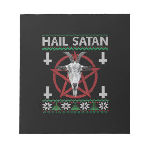Hail Satan Goat Head Pentagram Funny Satanic Ugly Notepad