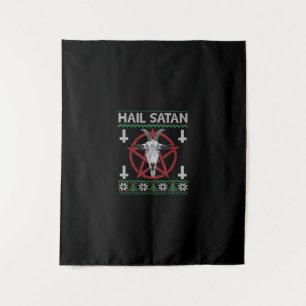Hail Satan Goat Head Pentagram Funny Satanic Ugly Tapestry