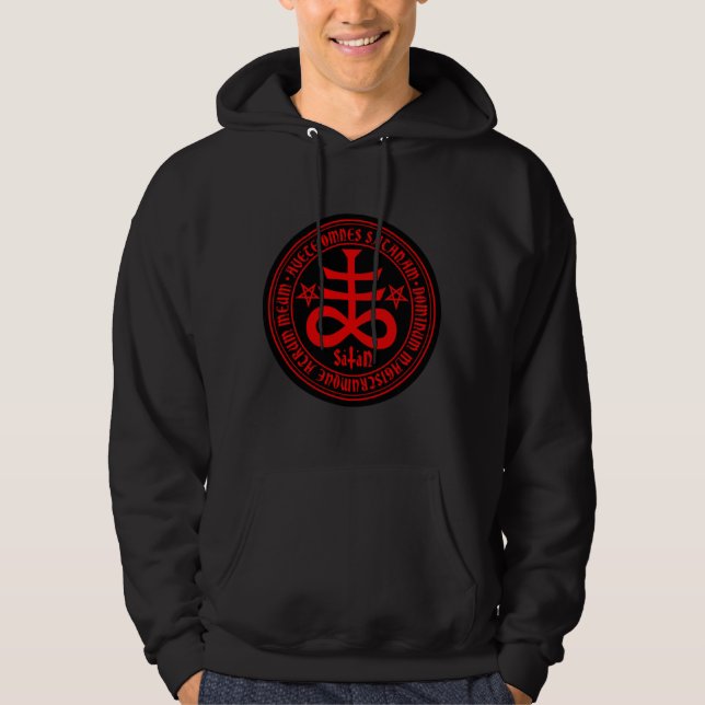 Hail Satan - Pentagram - Cross 666 Hoodie (Front)