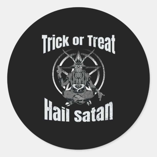 Hail Satan Pentagram Goat Halloween Classic Round Sticker (Front)
