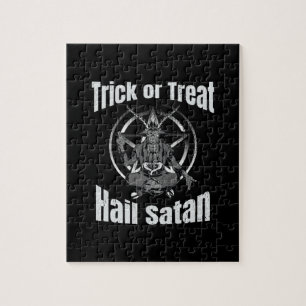 Hail Satan Pentagram Goat Halloween Jigsaw Puzzle