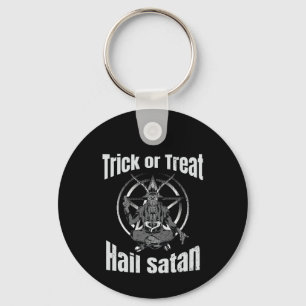 Hail Satan Pentagram Goat Halloween Key Ring