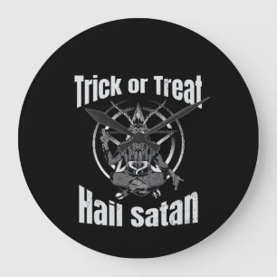 Hail Satan Pentagram Goat Halloween Large Clock