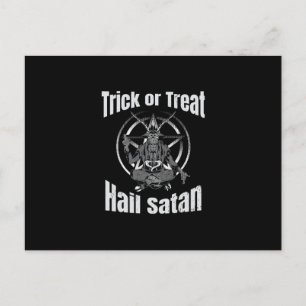 Hail Satan Pentagram Goat Halloween Postcard