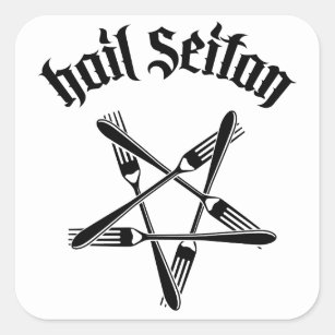 Hail Seitan 1.2 (black) Square Sticker