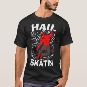 Hail Skatin Occult Satanic Pentagram 666 Satan Ska T-Shirt