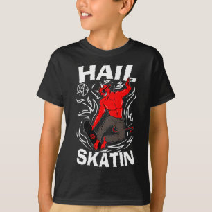 Hail Skatin Occult Satanic Pentagram 666 Satan Ska T-Shirt