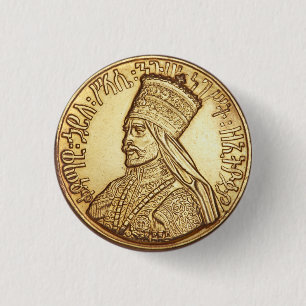 Haile Selassie Empire of Ethiopia Rastafari Button