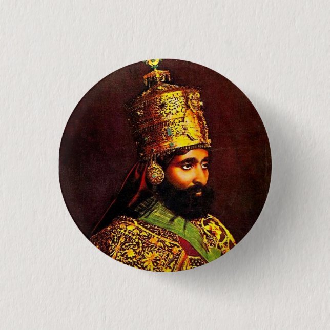 Haile Selassie Empire of Ethiopia Rastafari Button (Front)