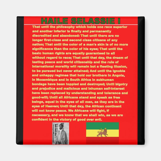 Haile Selassie Famous War Speech to UN 1963 Magnet (Front)
