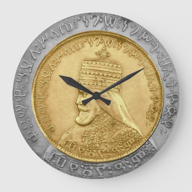 Haile Selassie I HIM Jah Rastafari Rasta Jah Bless Large Clock (Front)
