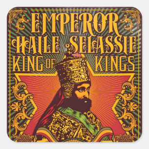 Haile Selassie I Jah Rastafari Rasta Reggae Roots Square Sticker