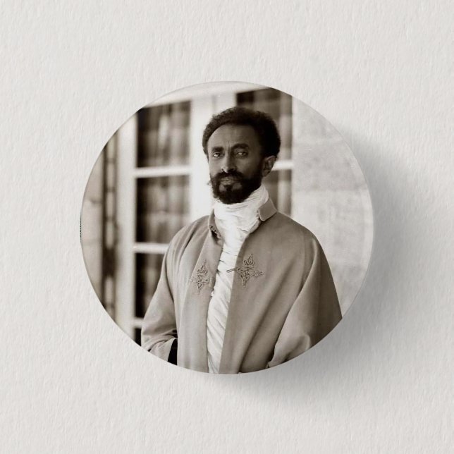 Haile Selassie I Jah Rastafari Reggae Rasta Button (Front)