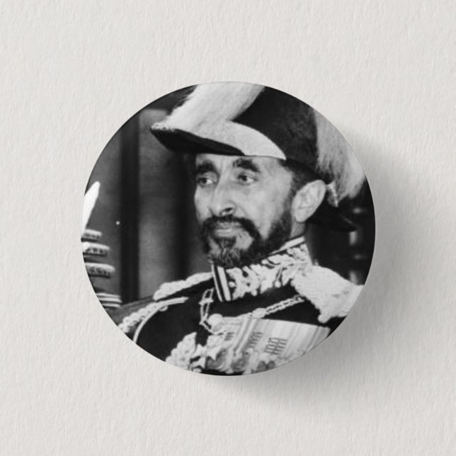 Haile Selassie I Jah Rastafari Reggae Rasta Button (Front)