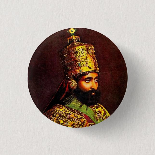 Haile Selassie I Jah Rastafari Reggae Rasta Button (Front)