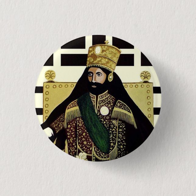 Haile Selassie I Jah Rastafari Reggae Rasta Button (Front)