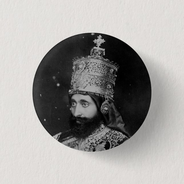 Haile Selassie I Jah Rastafari Reggae Rasta Button (Front)