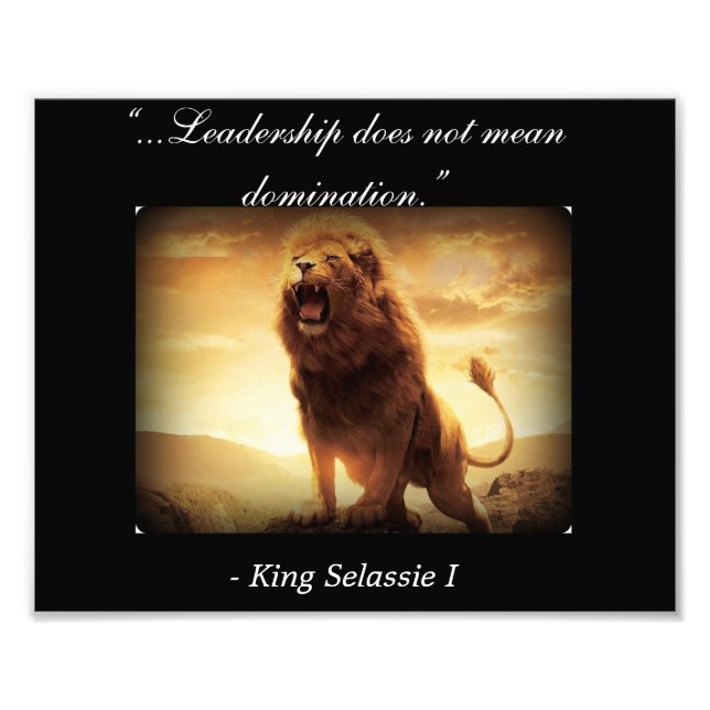Haile Selassie I Quotes; Rastafari Lion of Judah Photo Print (Front)