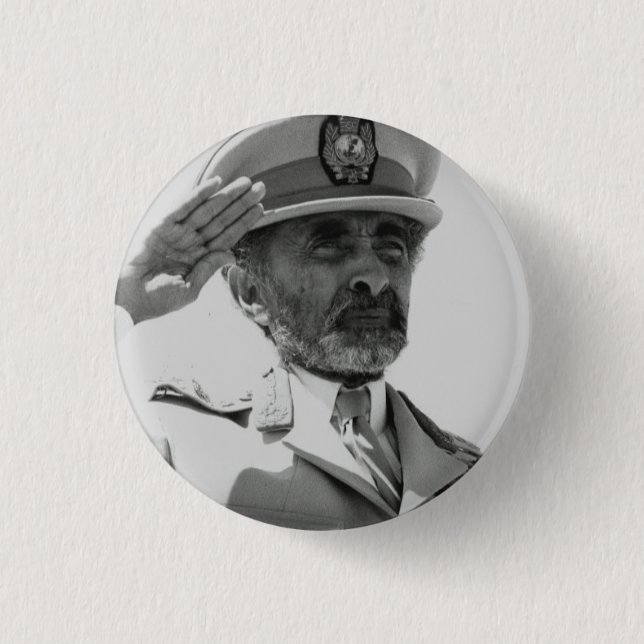 Haile Selassie - Jah - Messiah - Rastafari Button (Front)
