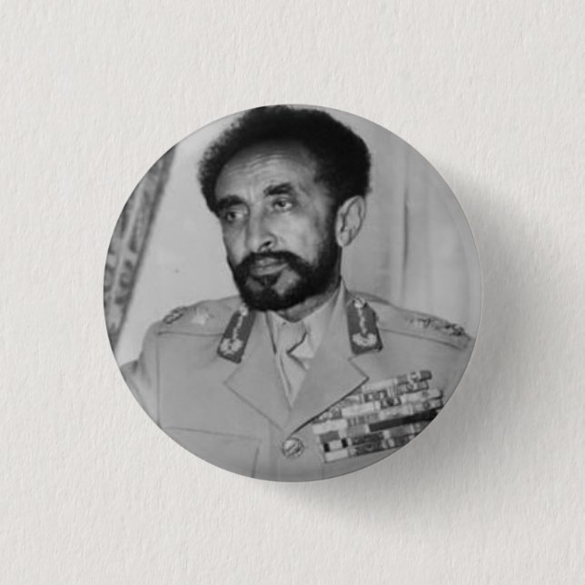 Haile Selassie - Jah - Messiah - Rastafari Button (Front)