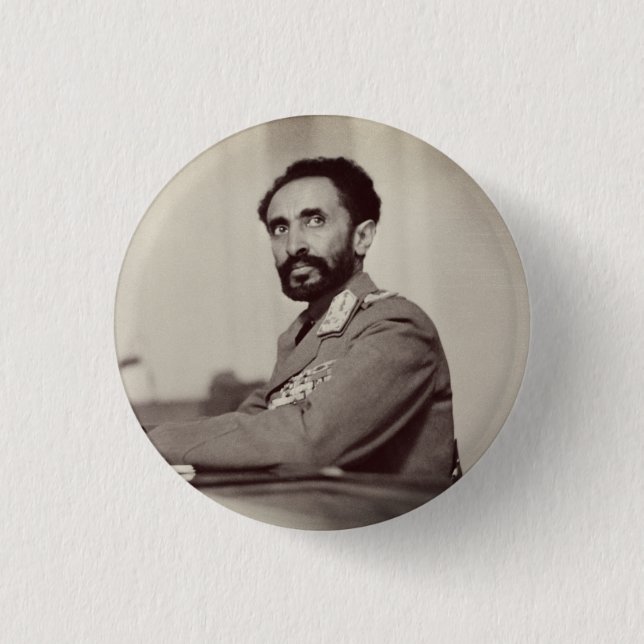 Haile Selassie - Jah - Messiah - Rastafari Button (Front)