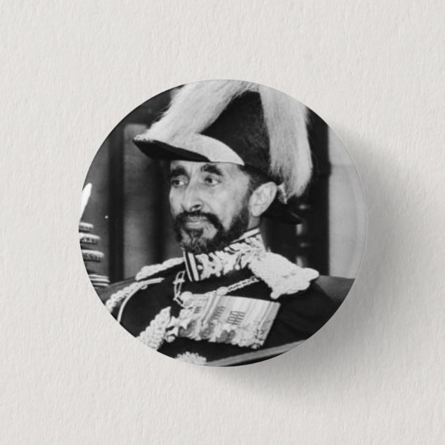 Haile Selassie - Jah - Messiah - Rastafari Button (Front)
