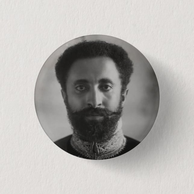Haile Selassie - Jah - Messiah - Rastafari Button (Front)