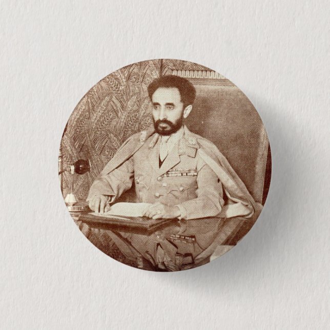 Haile Selassie - Jah - Messiah - Rastafari Button (Front)