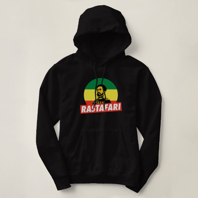 Haile Selassie Jah Rastafari Emperor Rasta Hoodie (Design Front)
