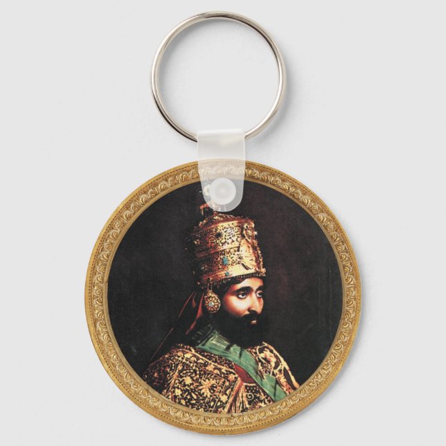 Haile Selassie - Jah Rastafari Reggae Roots Shirt Key Ring (Back)