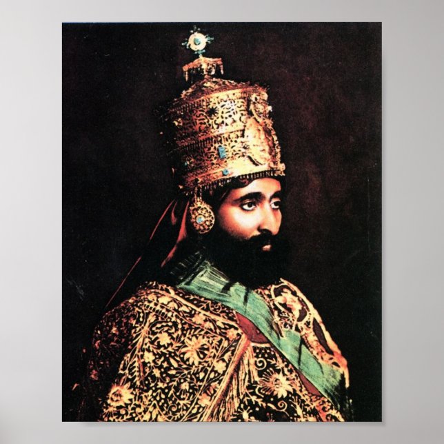 Haile Selassie Lion Rasta Solomon Jah Rastafari Poster (Front)