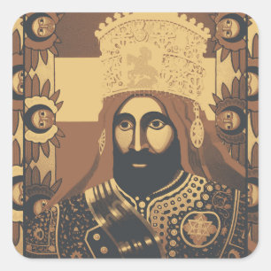 Haile Selassie Modern Art Jah Rastafari Roots Square Sticker