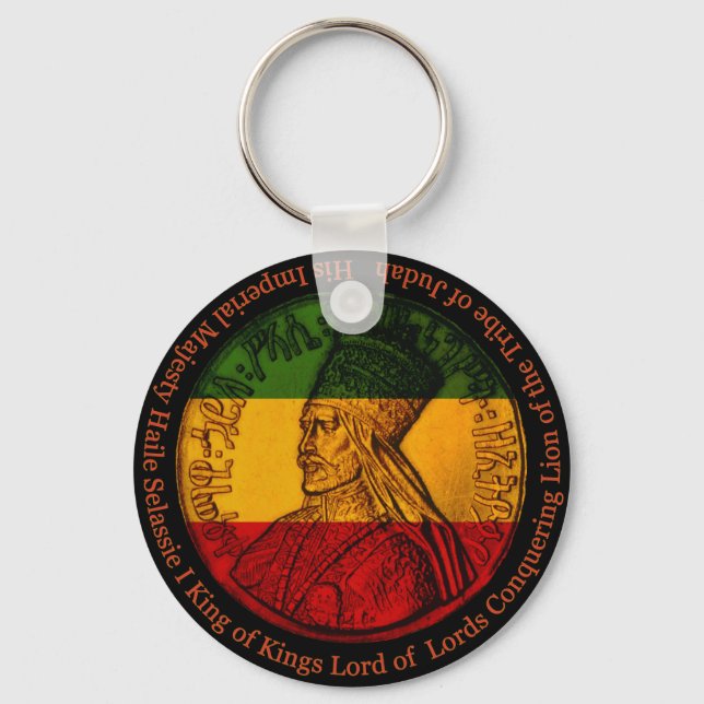 Haile Selassie Rasta Keychain (Front)