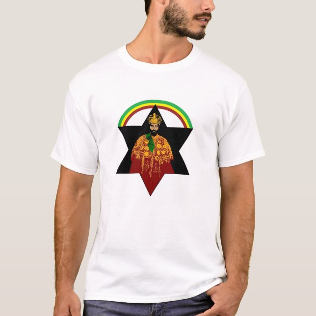 Haile Selassie Rasta Reggae Ethiopia Jamaica T-Shirt (Front)