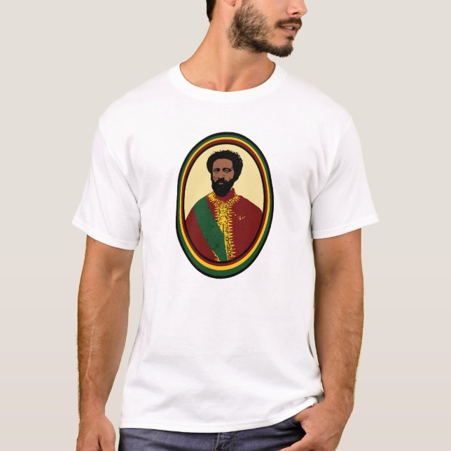 Haile Selassie Rasta Reggae Ethiopia Jamaica T-Shirt (Front)