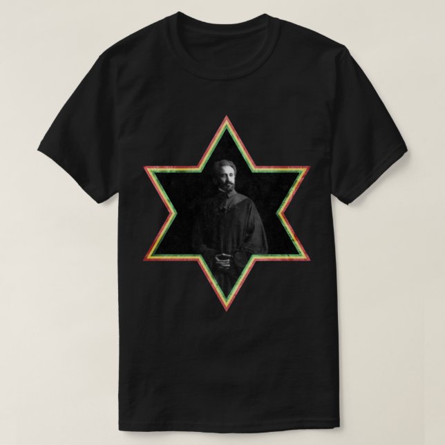 Haile Selassie Star of David T-Shirt (Design Front)