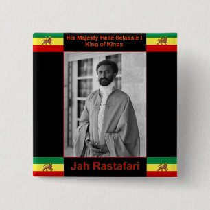 Haile Selassie the Lion of Judah, Jah Rastafari 15 Cm Square Badge