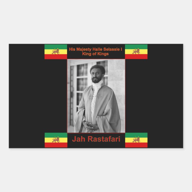 Haile Selassie the Lion of Judah, Jah Rastafari Rectangular Sticker (Front)
