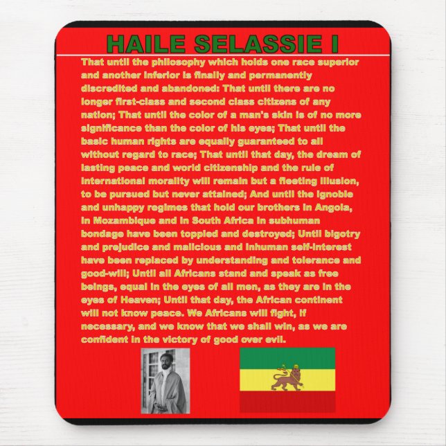 Haile Selassie's War Speech to UN 1963 - Marley So Mouse Mat (Front)